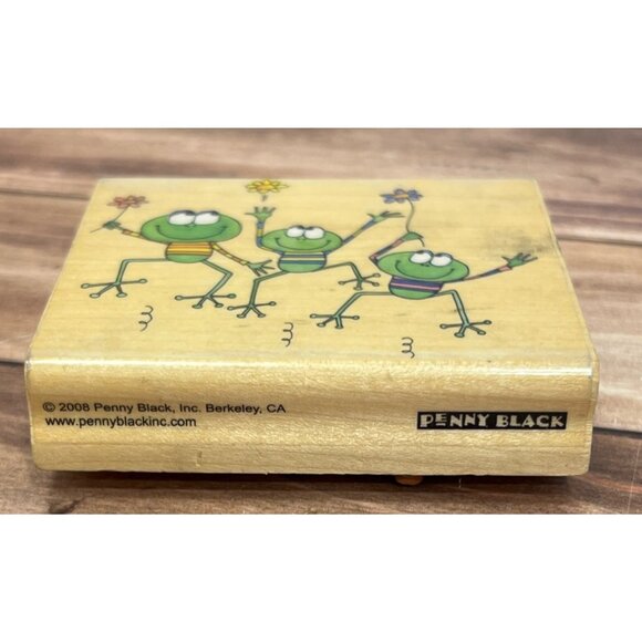 2008 PENNY BLACK 3835K TOADILY YOURS WOOD MOUNTED RUBBER STAMP TOAD FROG LOVE - Picture 5 of 6